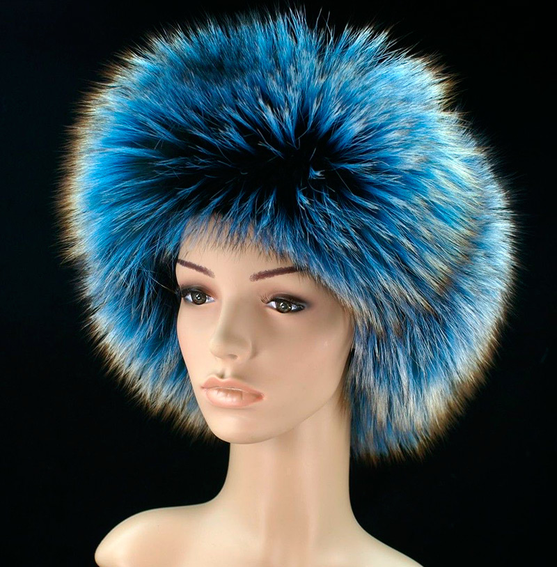 Blue fur hat