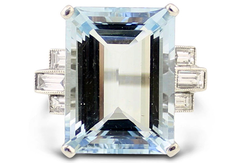 Ring with large aquamarine