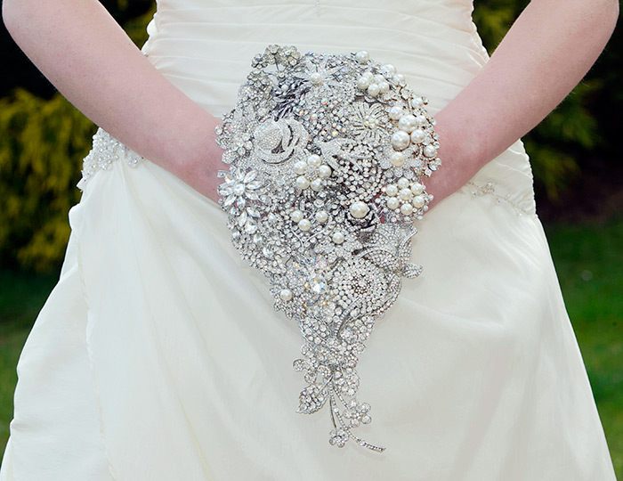 Bridal bouquet from brooches