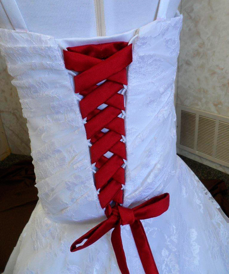 Red and white wedding dress