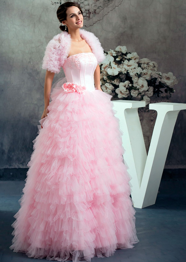 Bride in a pink dress