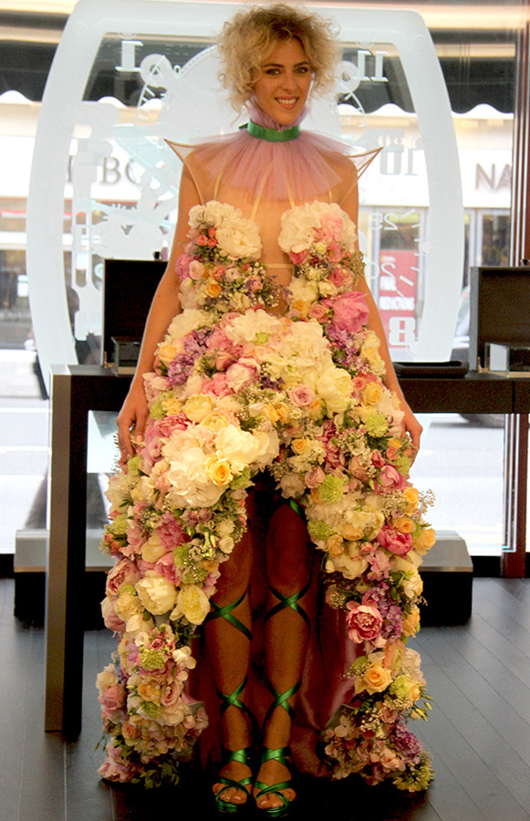 Wedding dress made of natural flowers