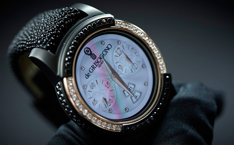 Meet a smart watch in a gold case with diamonds