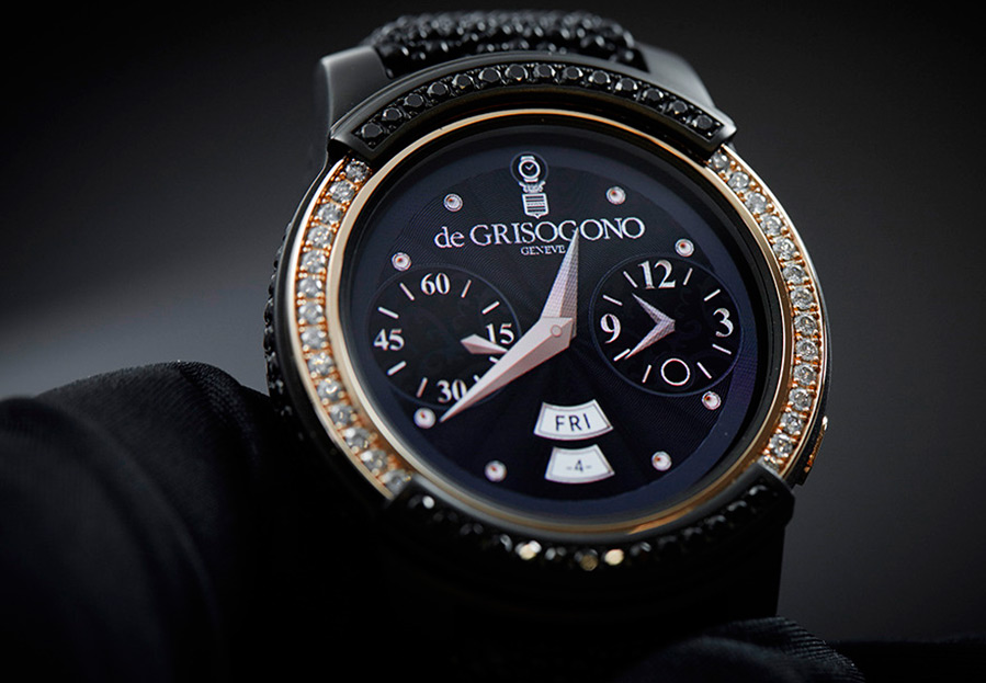 smart watch in a gold case with diamonds