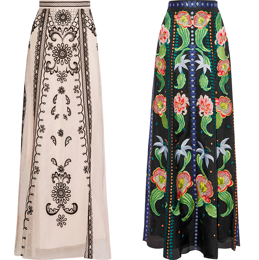 long skirts with embroidery