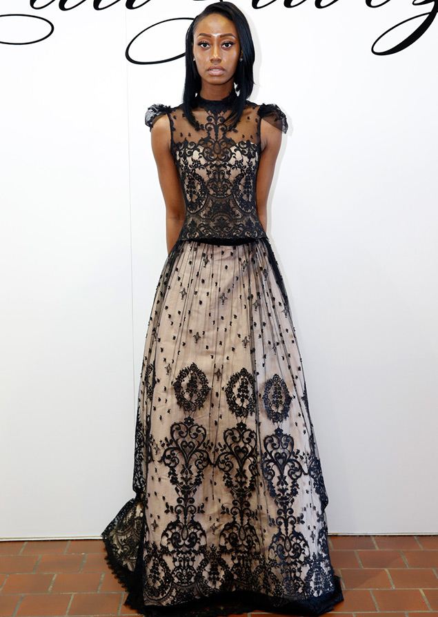 Wedding dress with black lace