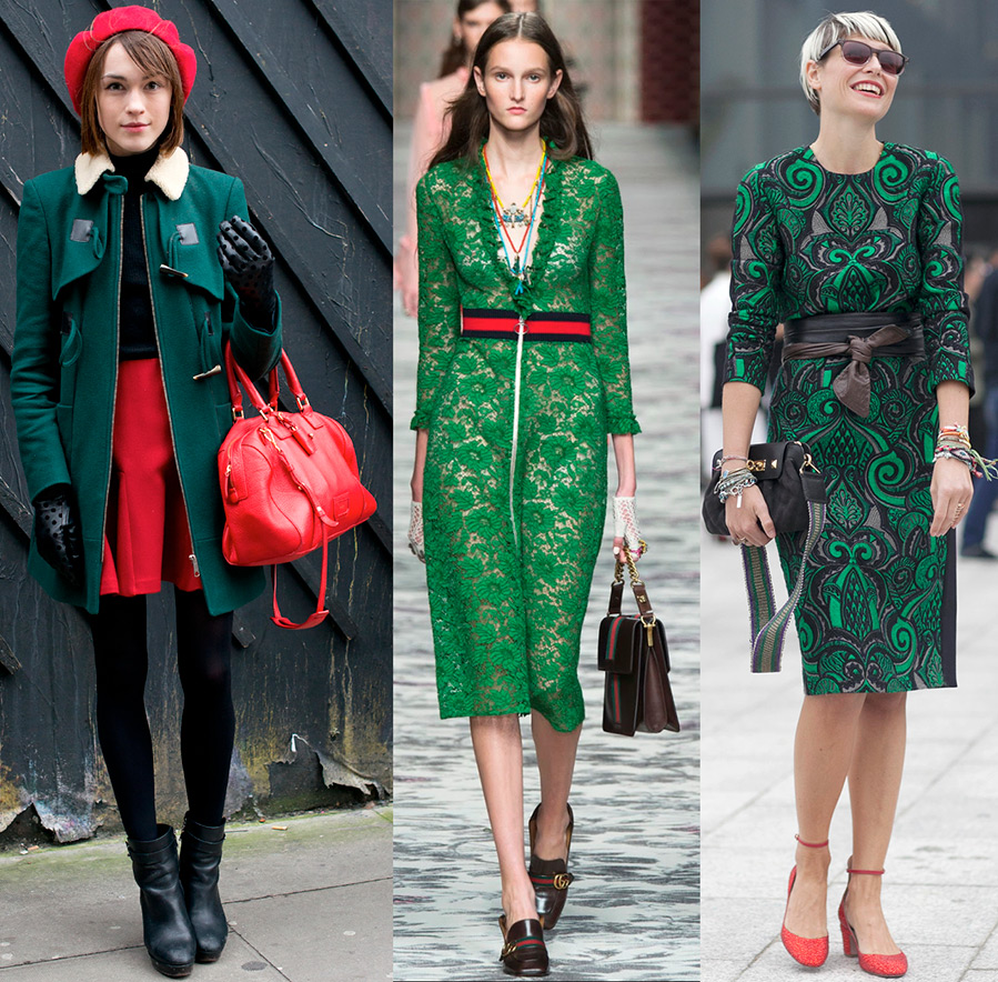 Green and red in clothes - photo of images