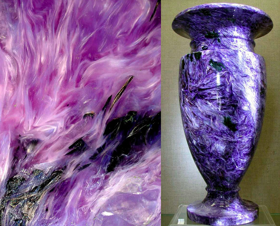 Charoite stone vase