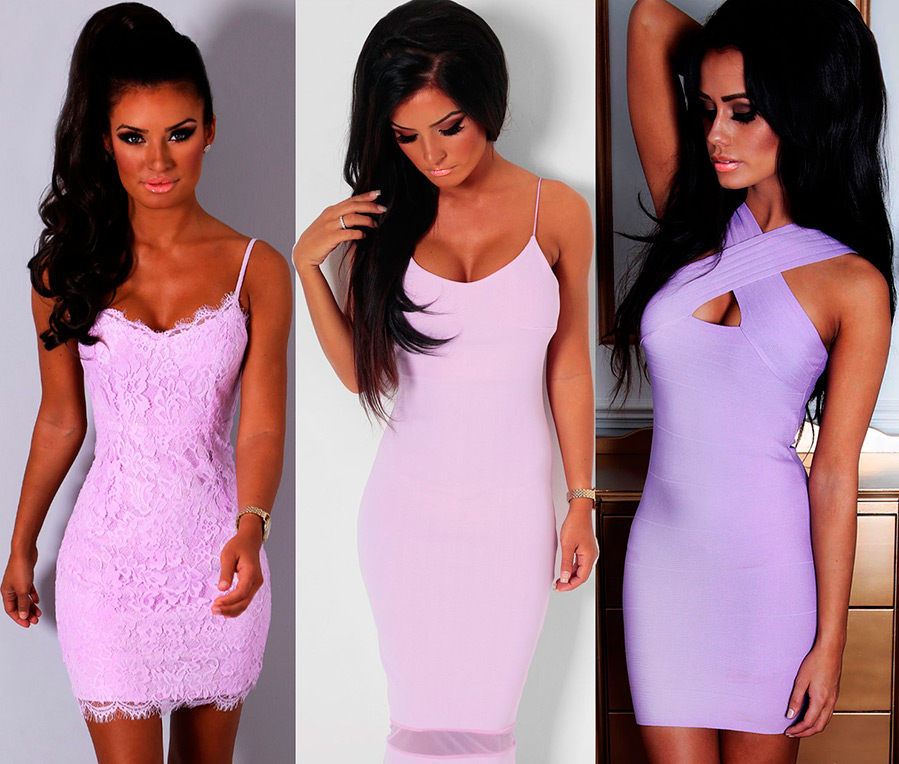 Brunettes in lilac dresses