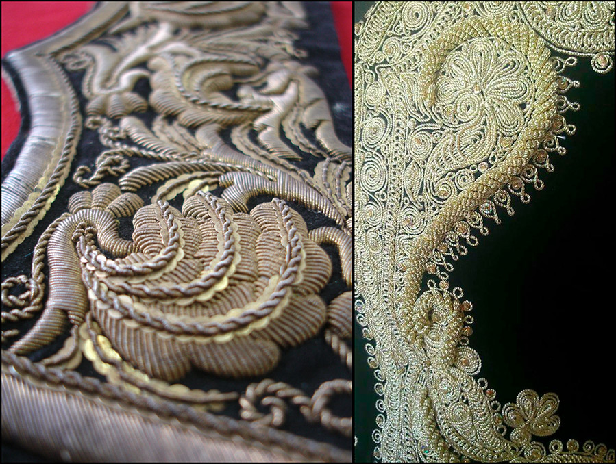 Gold cord embroidery