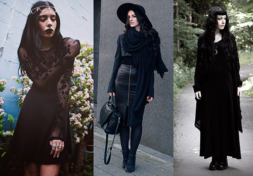 Gloomy mystical images with a black dress and a black skirt