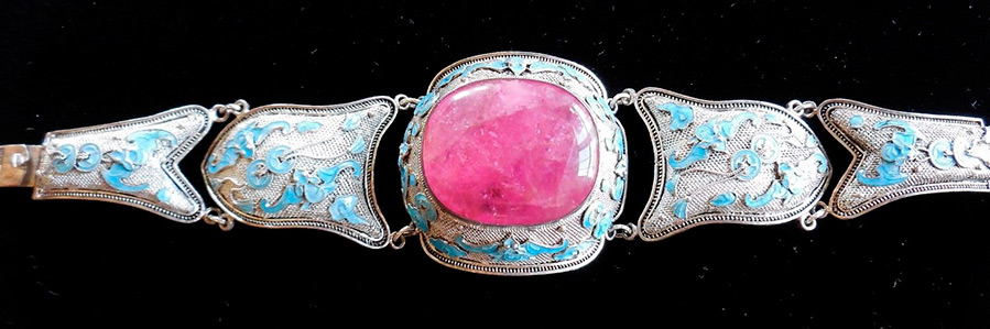 Silver bracelet with enamel