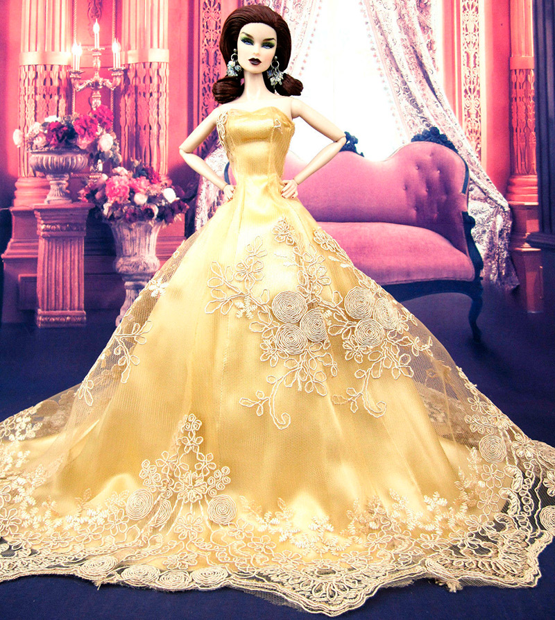 Gold wedding dress for doll