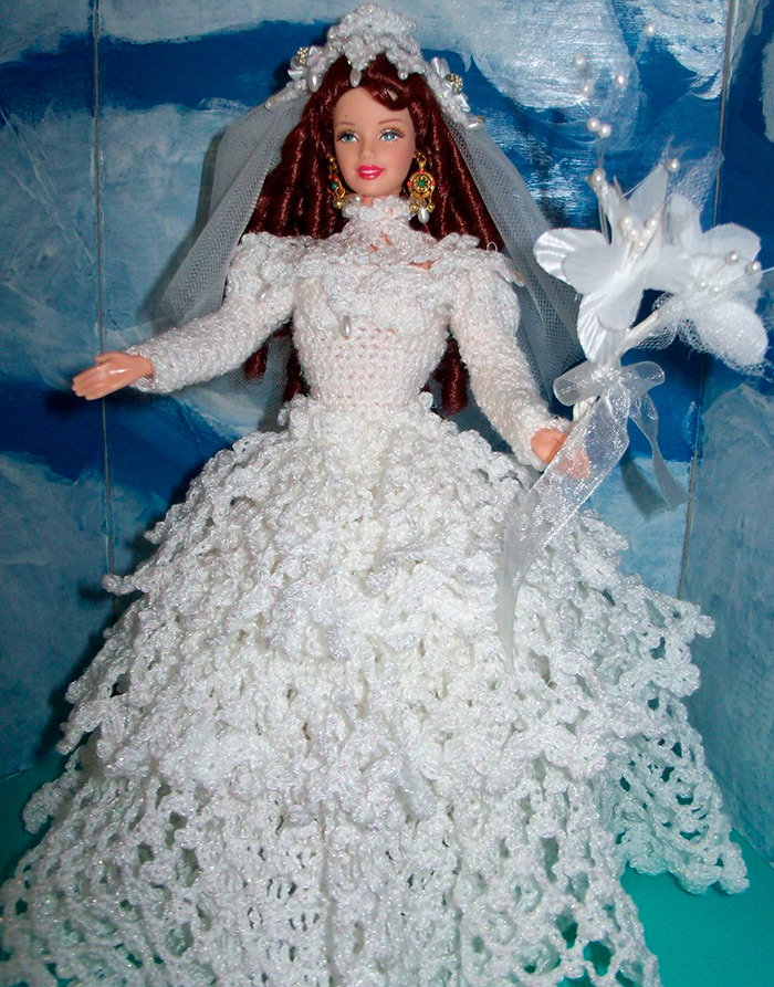 Lush wedding dress for a doll