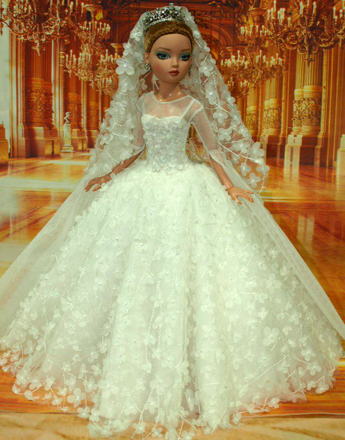 Lush wedding dress for a doll