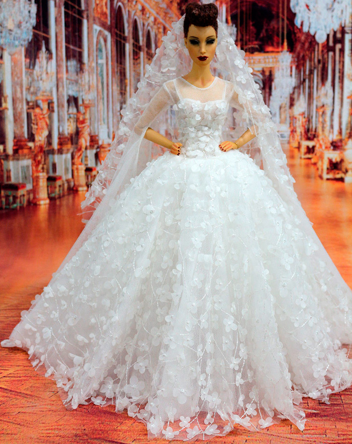 Lush wedding dress for a doll