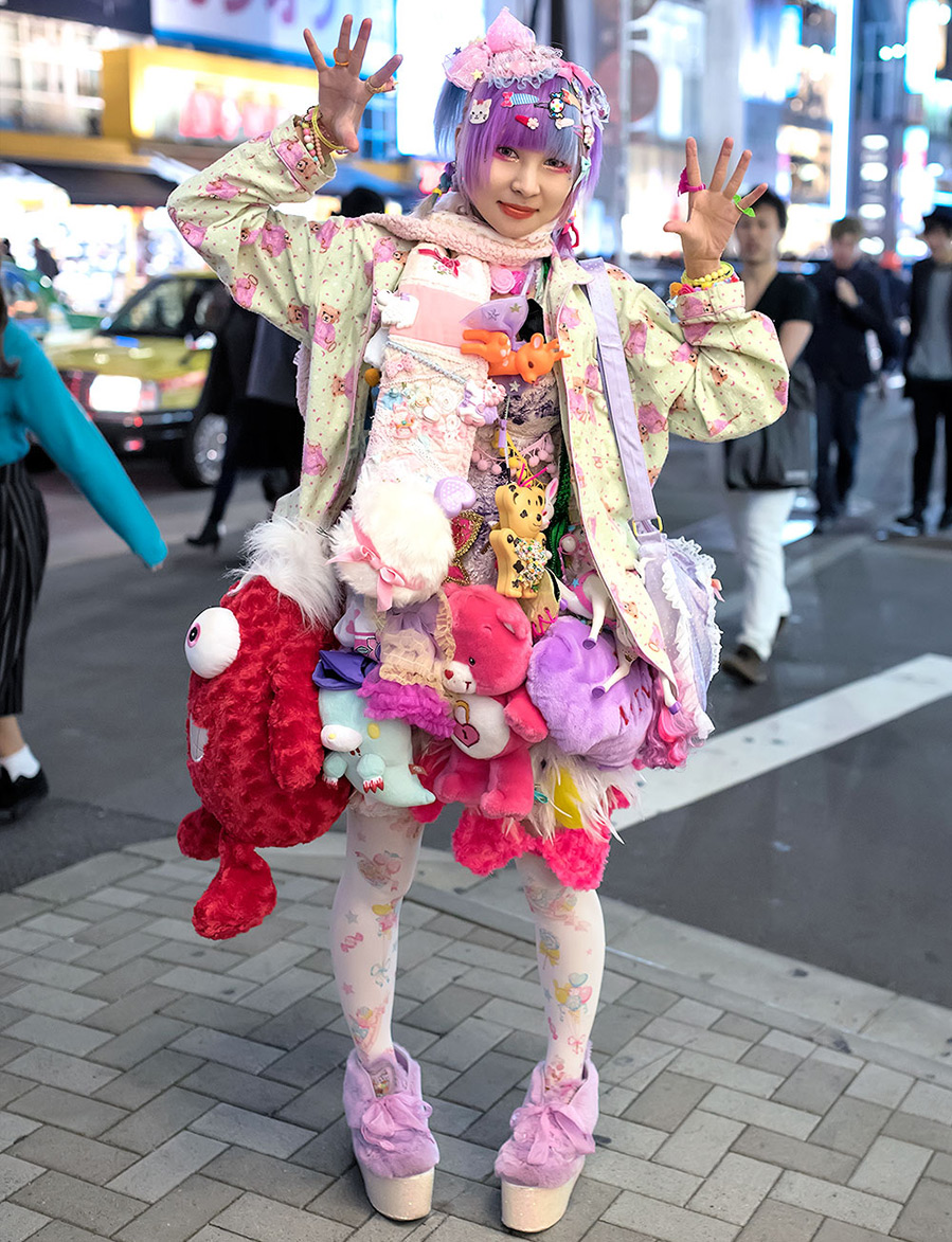 Japanese girl and stuffed toys