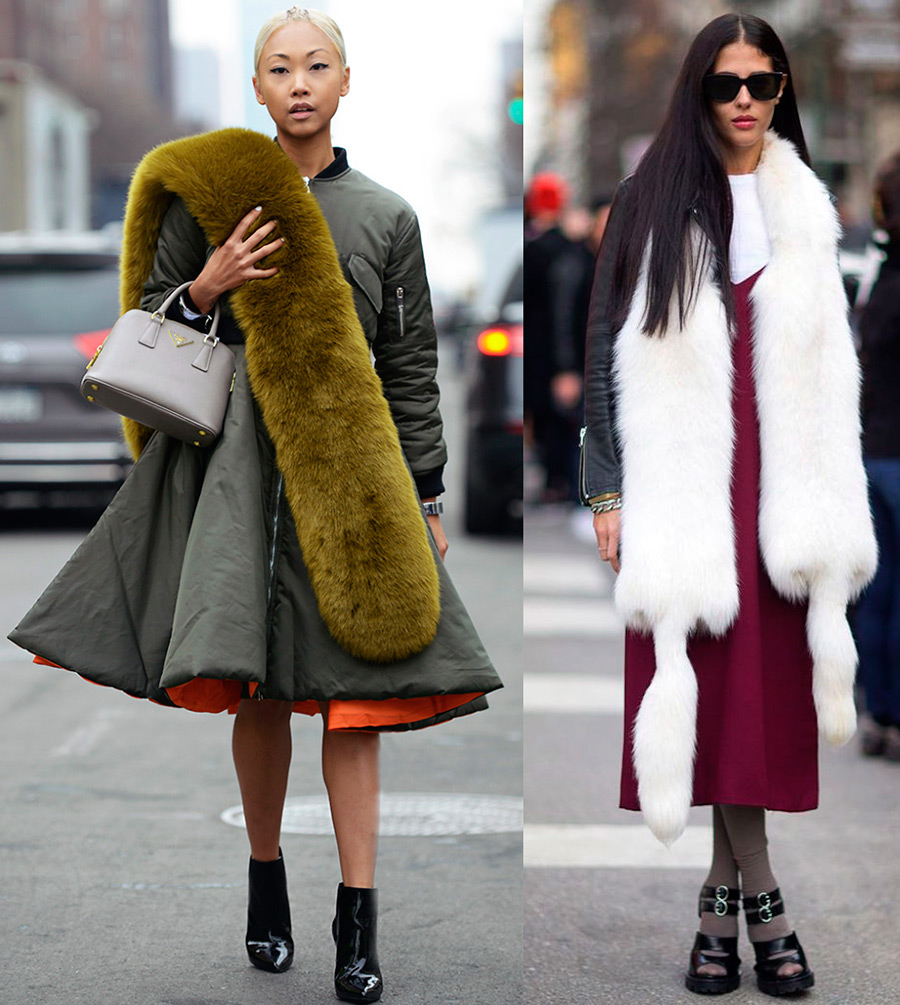 Fashionable looks with fur scarves