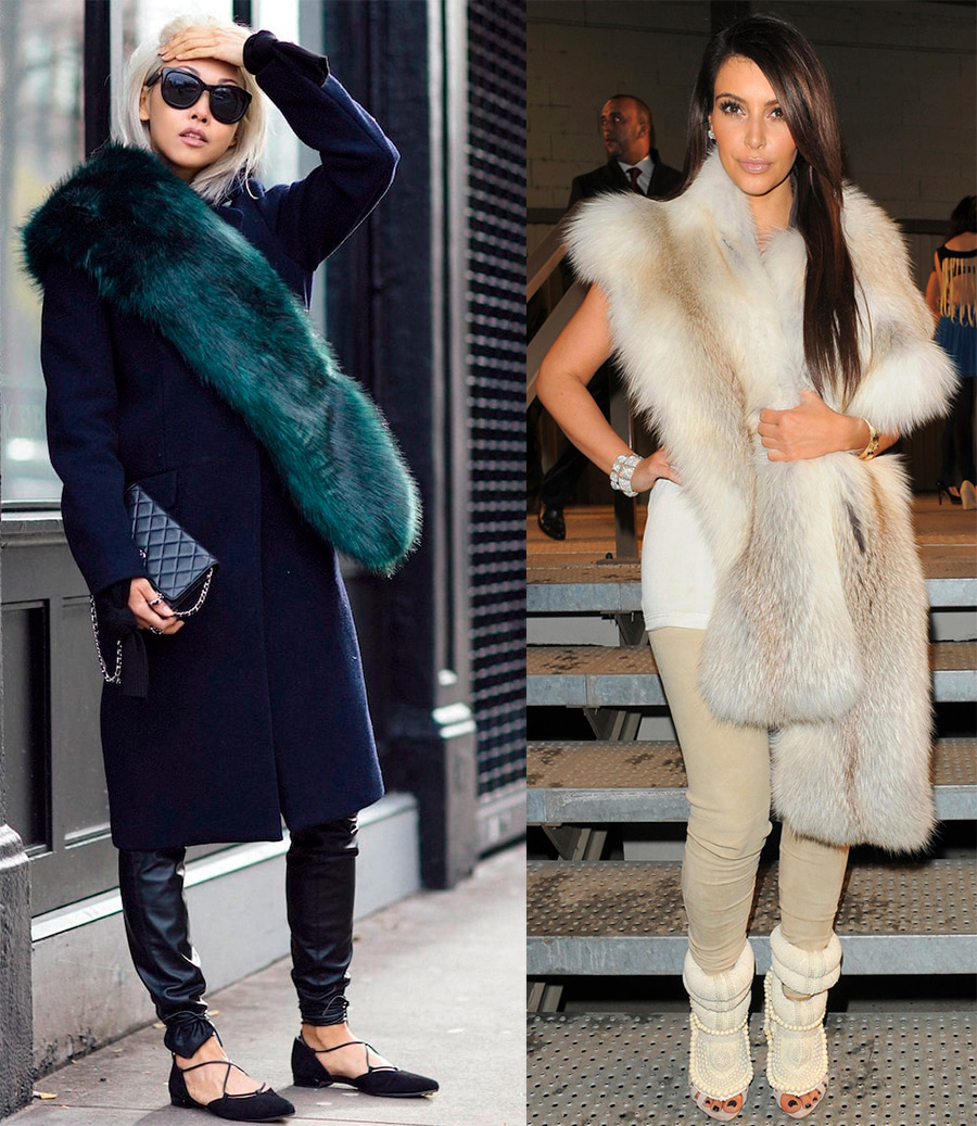 Fashionable looks with fur scarves