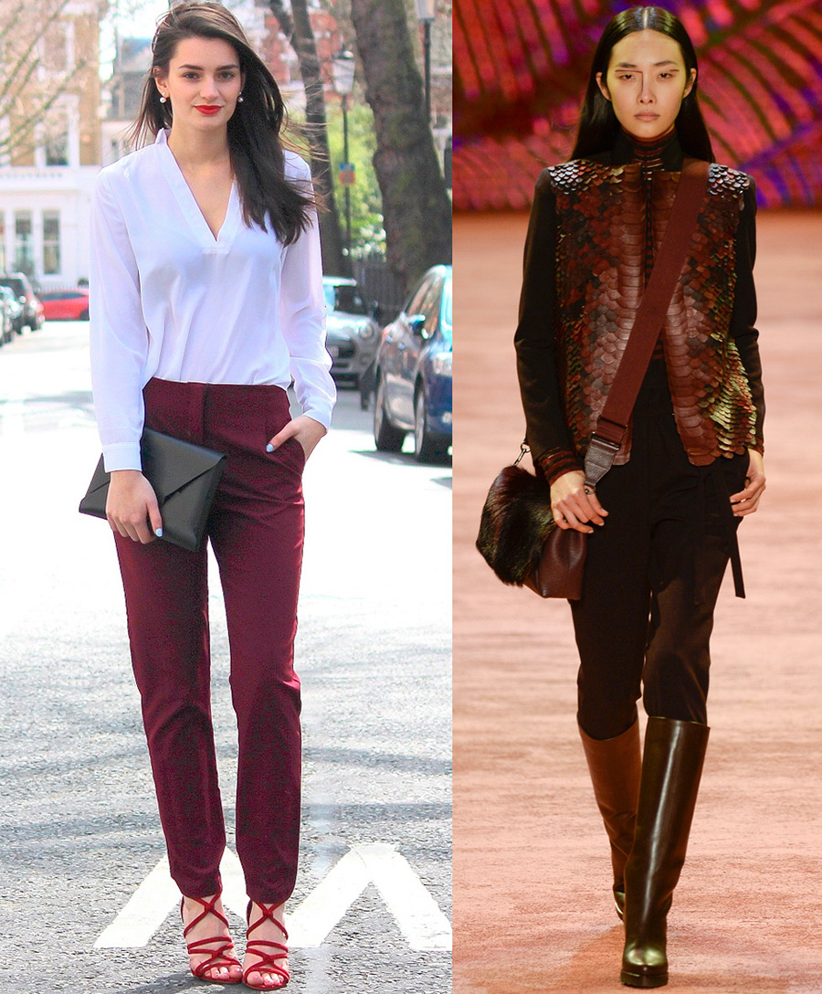 Fashionable looks with burgundy shades