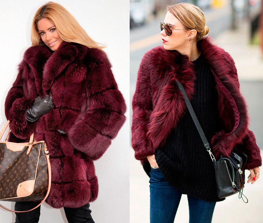 Burgundy fur coats