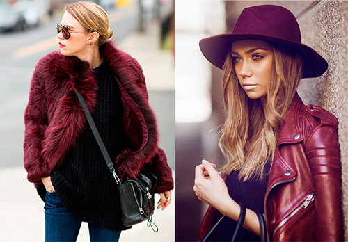 Rules for creating chic images in burgundy color