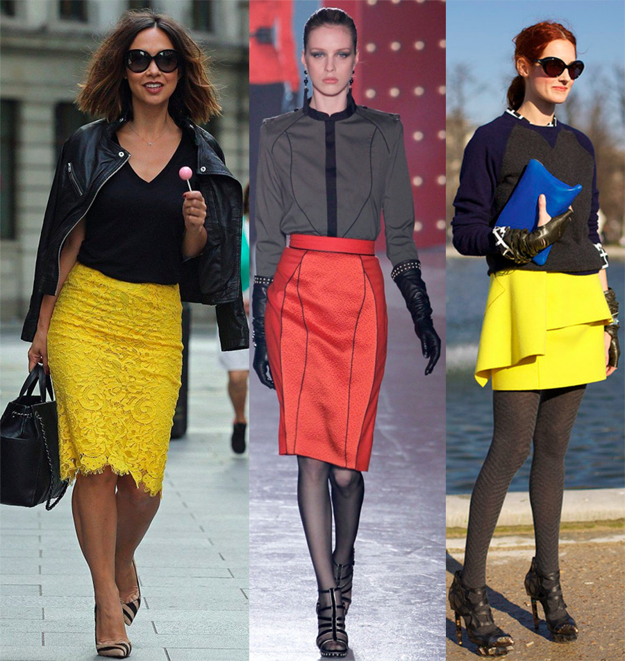 Coral and yellow skirts