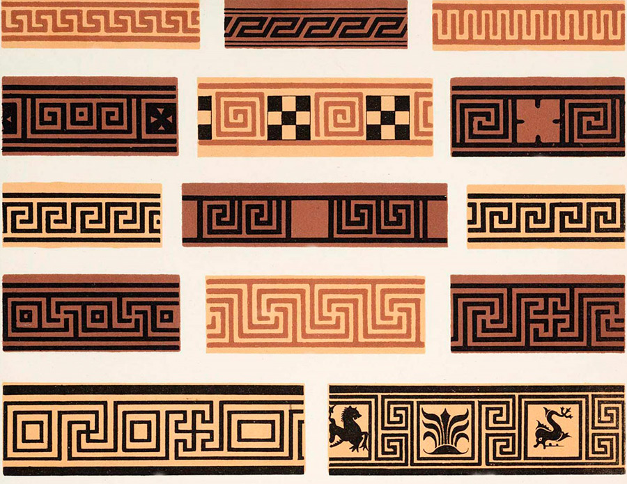 Greek ornament meander - types