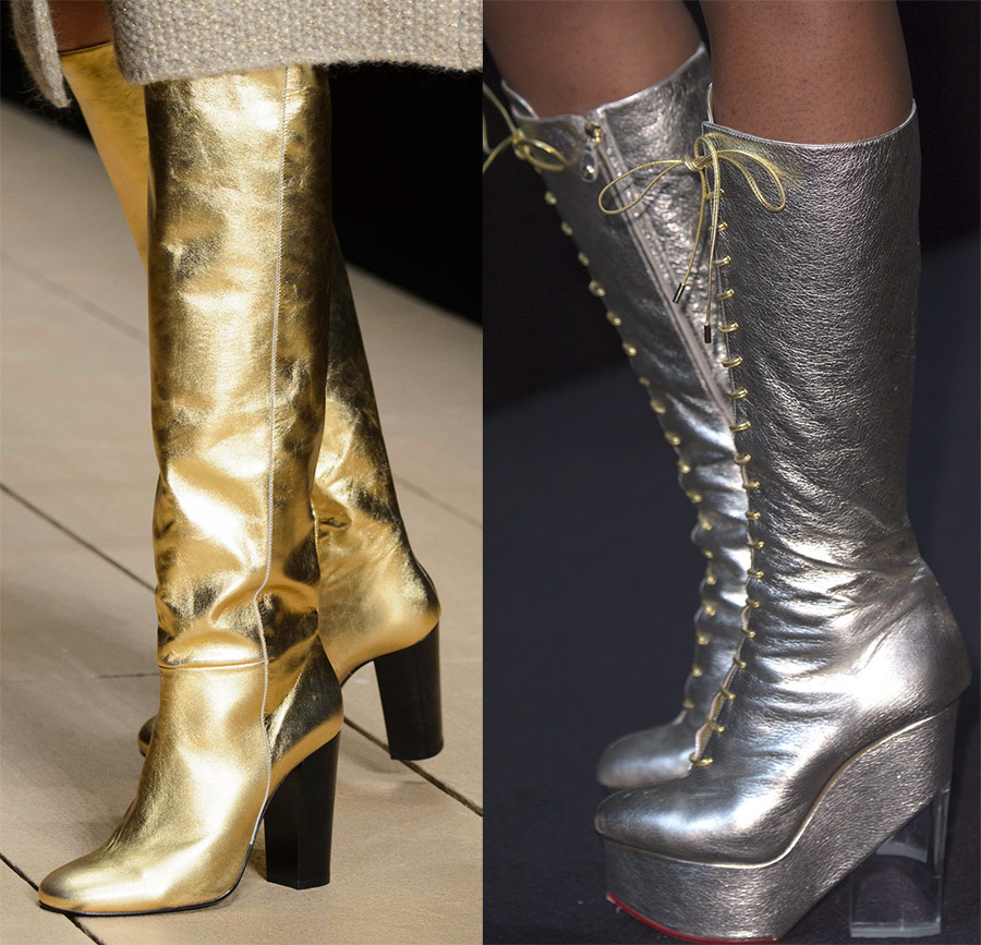 Gold and silver boots