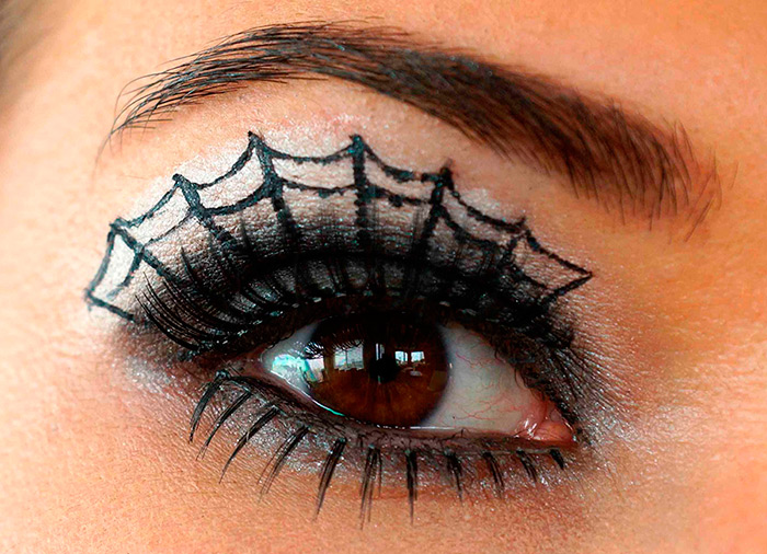 Halloween makeup with spider webs