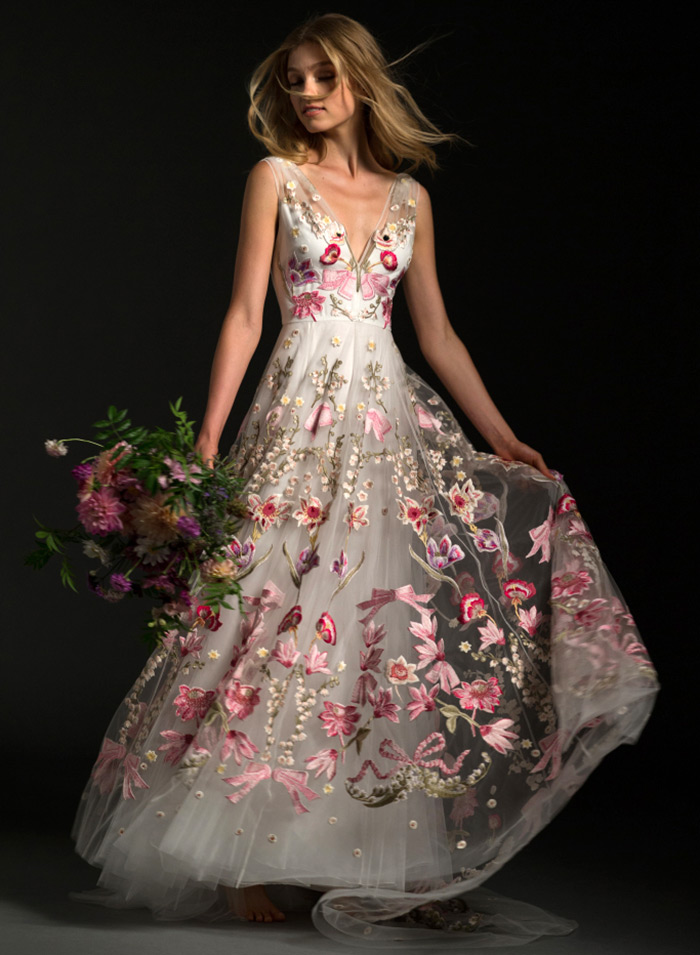 Wedding dress with flowers