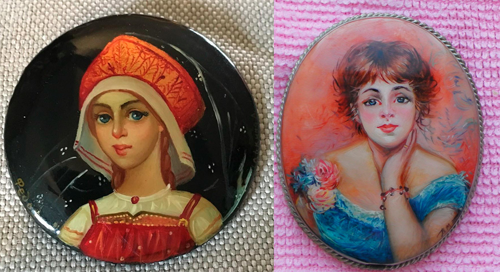 Handmade portrait brooch