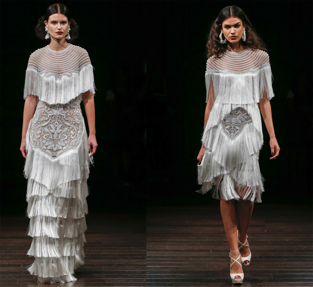 Fringed wedding dresses