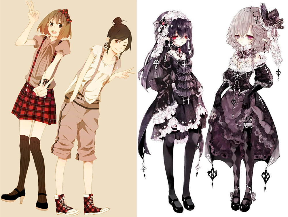 Fashion illustration and anime style girls