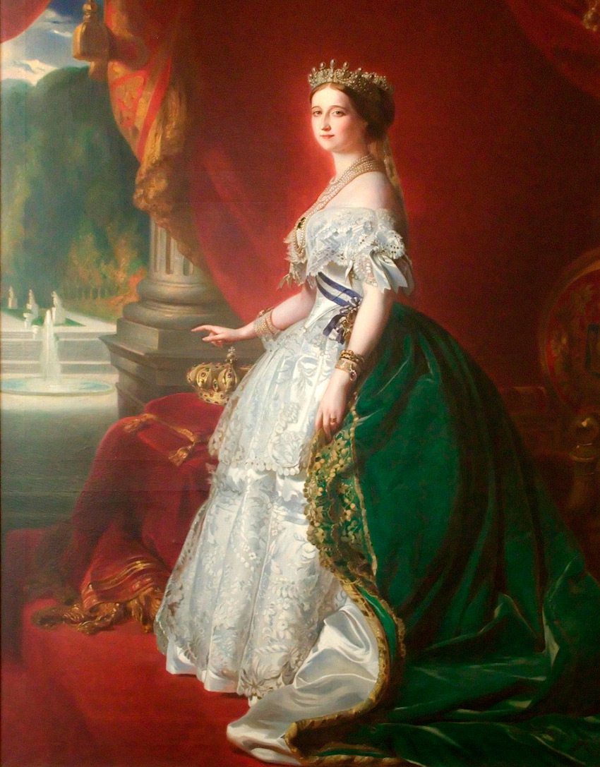 Dress of the second rococo style fashion of the 19th century