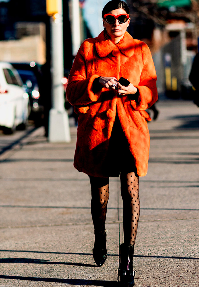 Orange fur coat