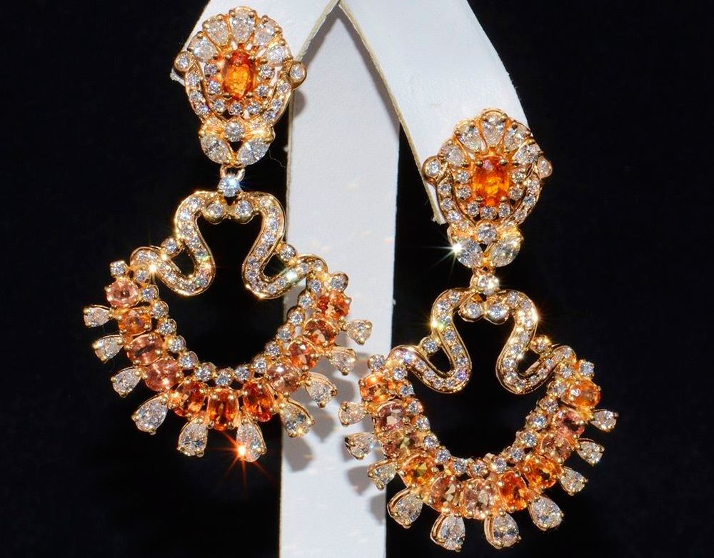 Padparadscha sapphire earrings