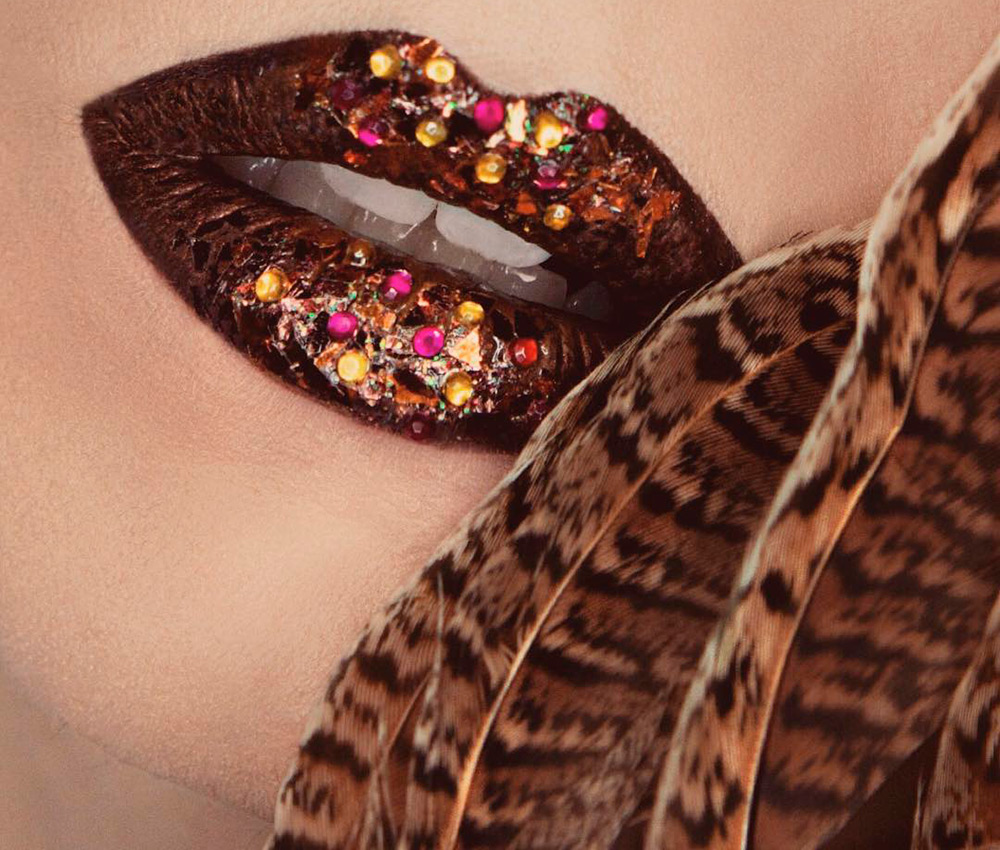 Unusual lip makeup as art