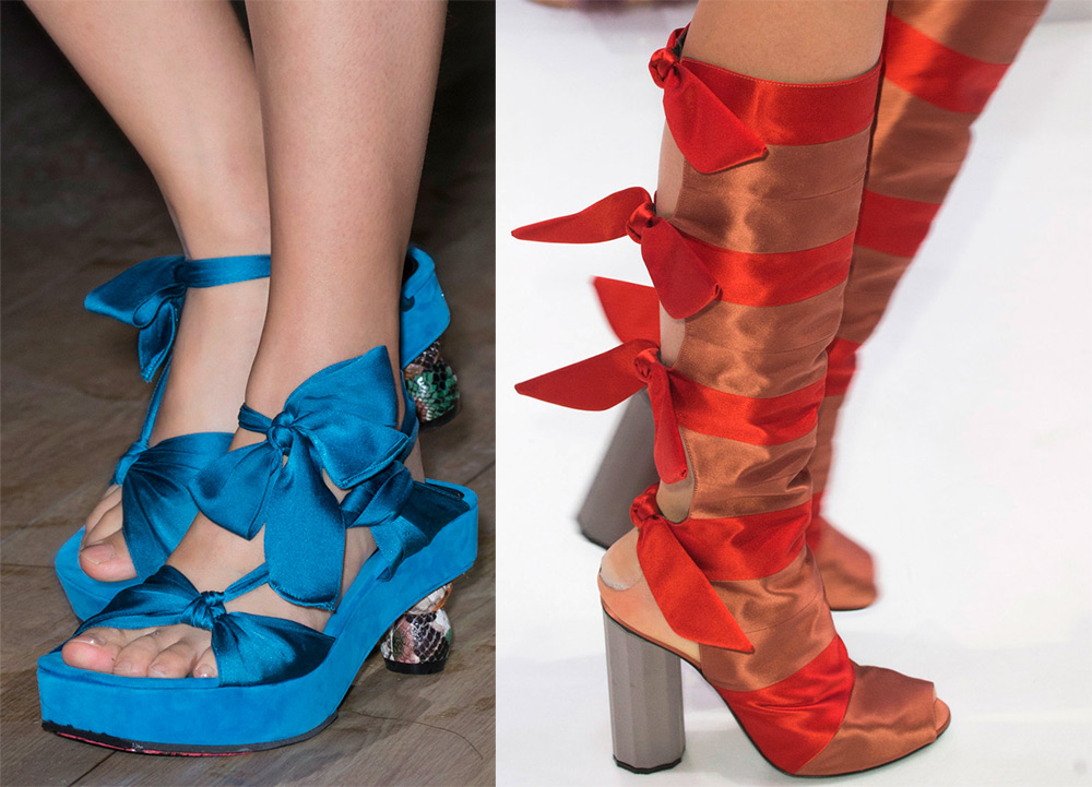 Fashionable shoes with ribbons