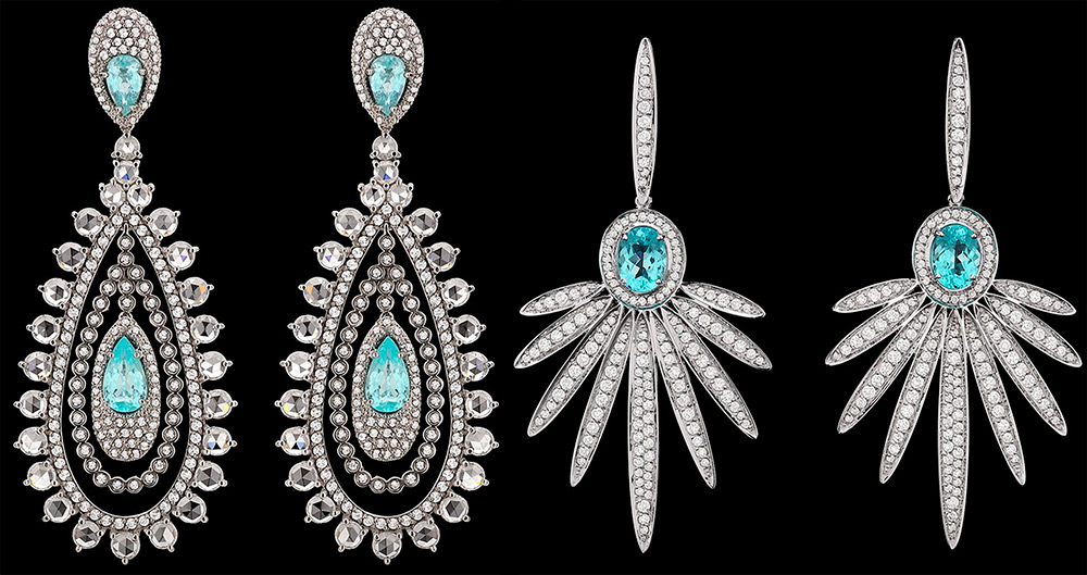 Earrings with Paraiba stone and diamonds