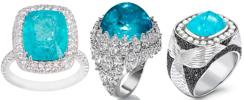 Rings with a large paraiba