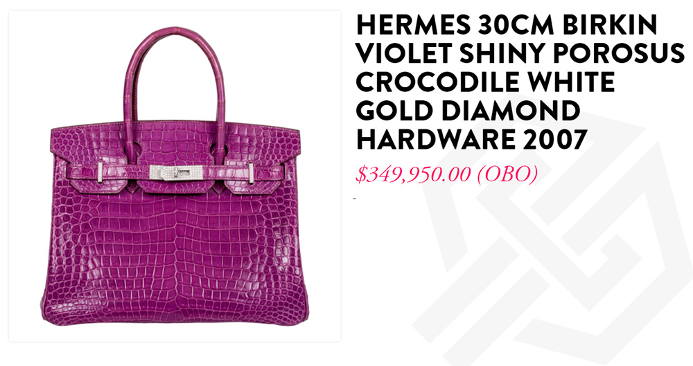 Crocodile leather bag with diamonds