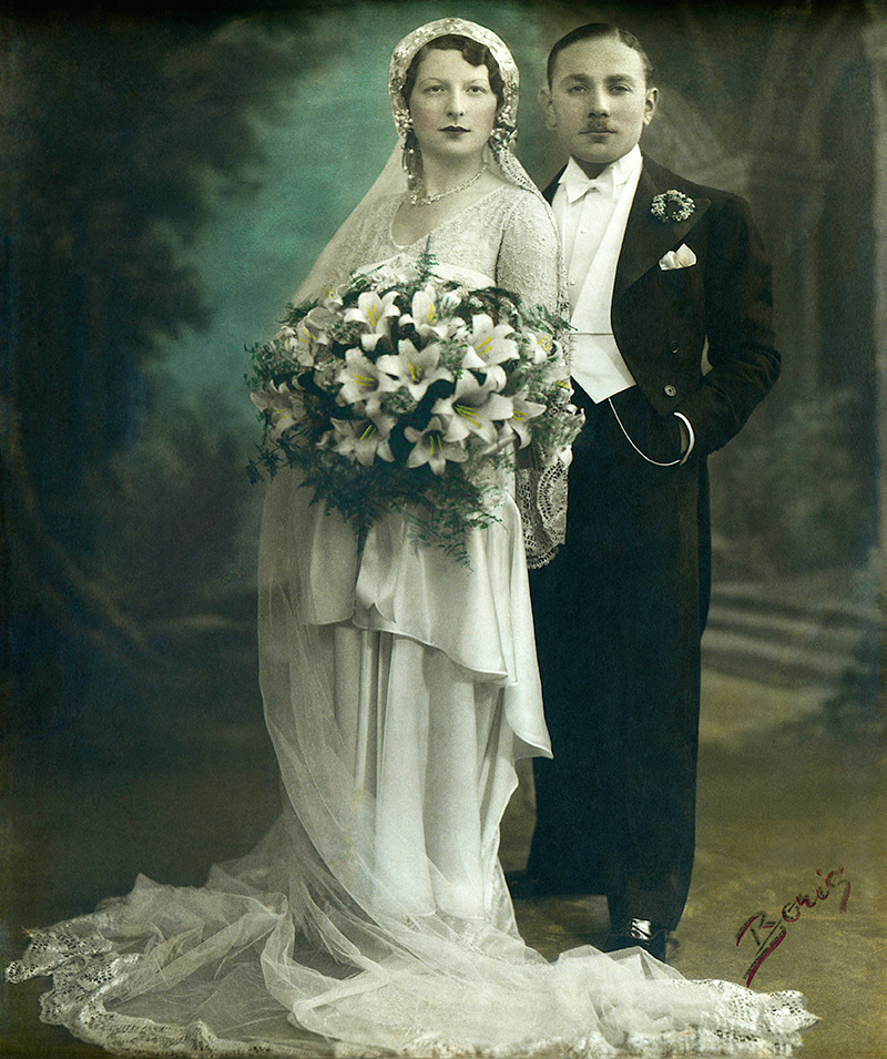 Wedding dress with a train