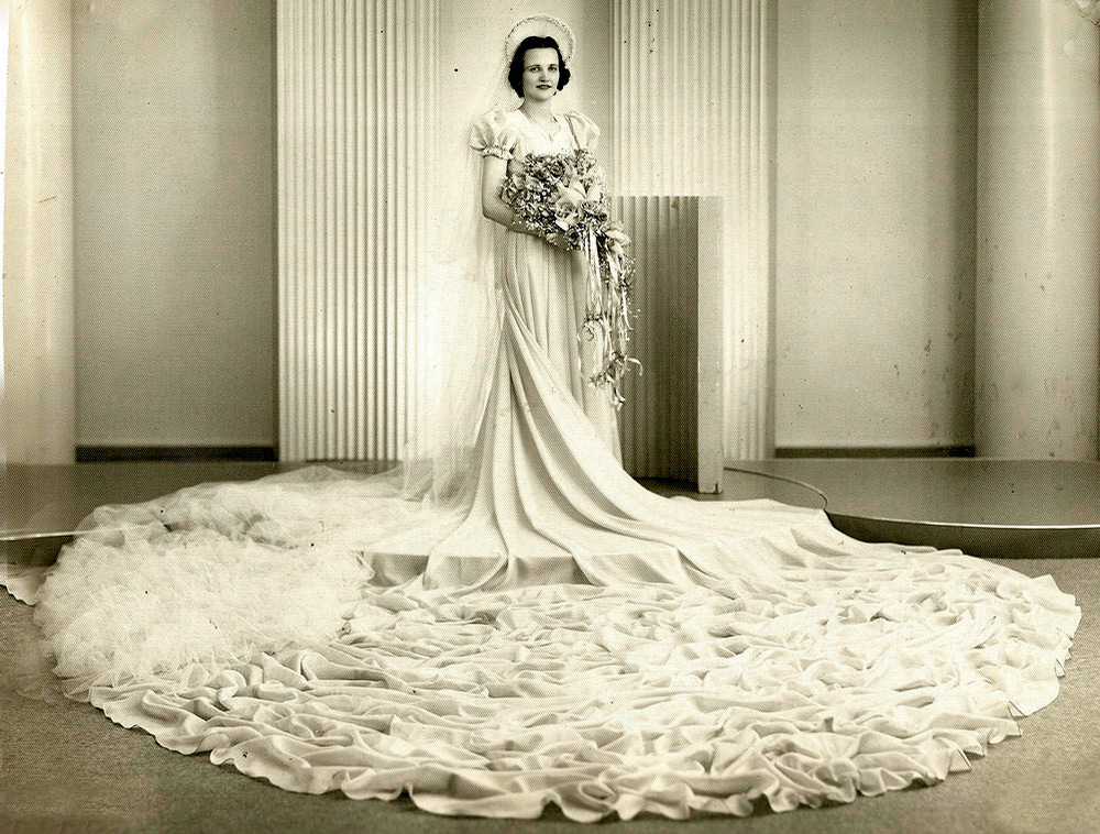 Wedding dress with a train