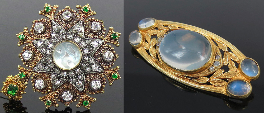 Moonstone brooch