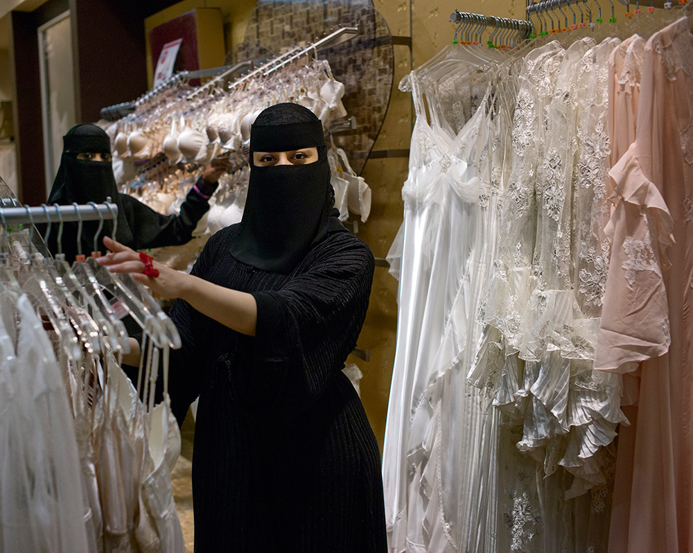 Muslim women in a lingerie store