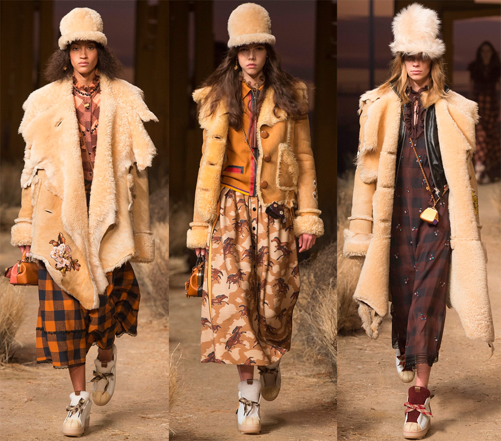 Beige women's sheepskin coats for the winter