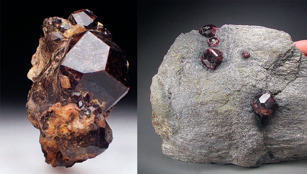 Almandine crystals