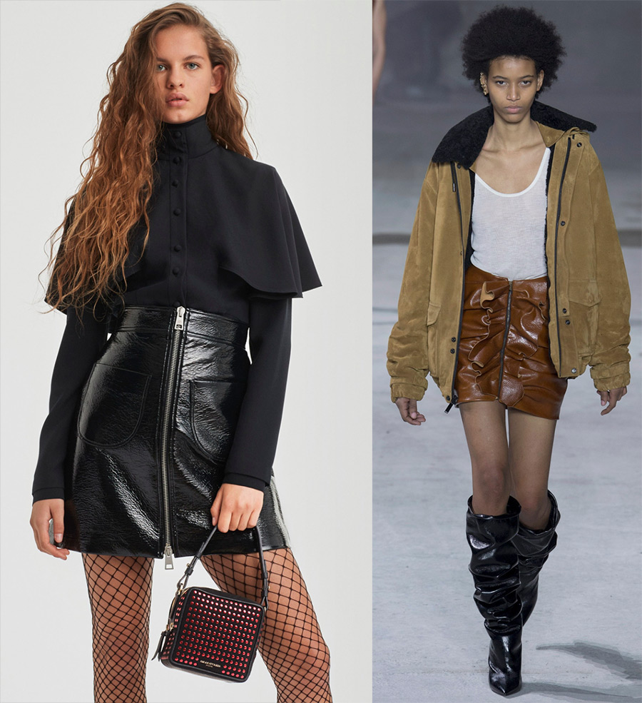 Fashionable leather skirts