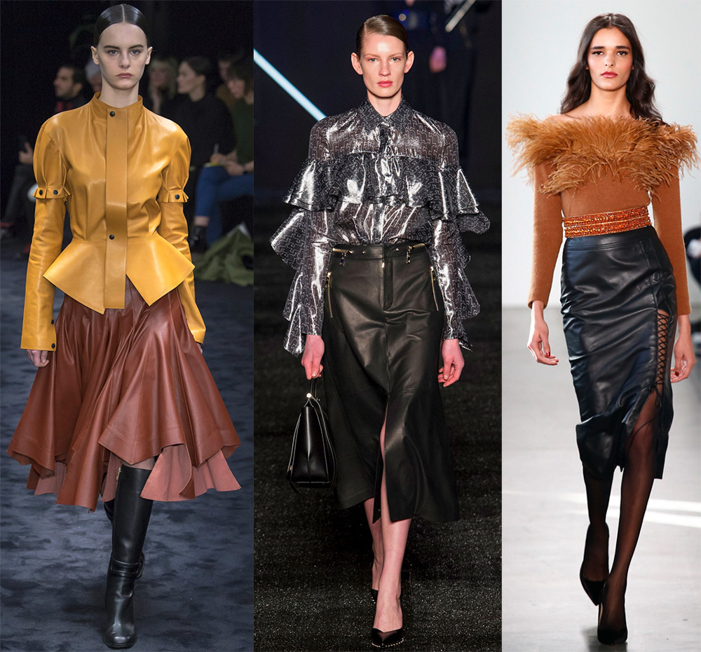 Fashionable leather skirts